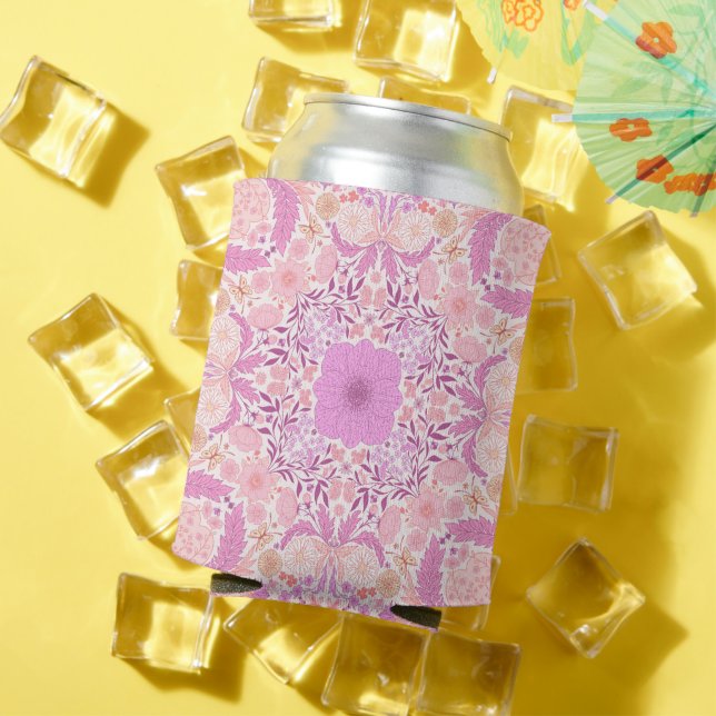 Retro garden florals  in pink can cooler (In Situ Summer)