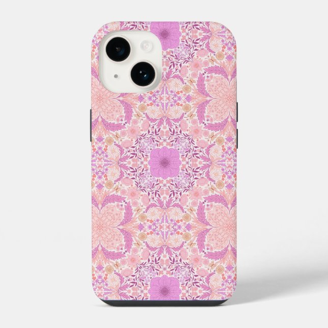 Retro garden florals  in pink iPhone case (Back)