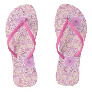 Retro garden florals in pink jandals