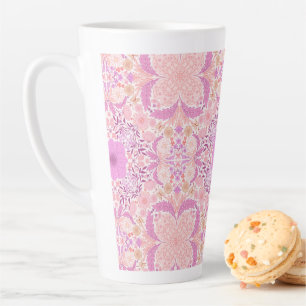 Retro garden florals in pink latte mug