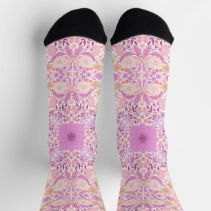 Retro garden florals in pink socks