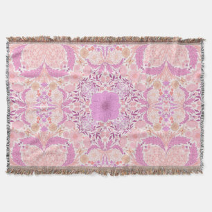 Retro garden florals in pink throw blanket
