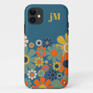 Retro Garden Flower Pattern with Initials Case-Mate iPhone Case