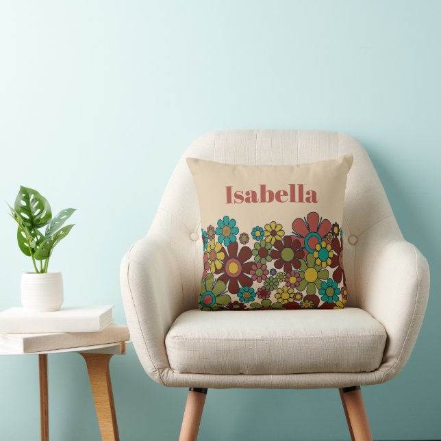 Retro Garden Flower Personalised Vintage Floral Cushion (Chair)