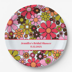 Retro Garden Flowers 60s 70s Aesthetic Floral Paper Plate