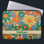 Retro Garden Flowers 60s 70s Floral Personalised Laptop Sleeve<br><div class="desc">Retro Garden Flowers Groovy 60s 70s Floral Pattern Mustard Green Orange Blue. Upbeat,  cheerful,  colourful,  vintage aesthetic flowers with a 1960s 1970s nostalgic seventies whimsical bohemian hippie flower power vibe. Name text can be personalised / customised. By Kierkegaard Design Studio.</div>