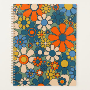 Retro Garden Flowers Floral Pattern Planner