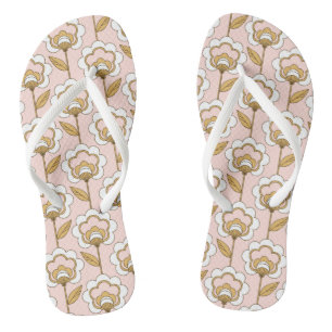 Retro Garden Pink Floral Pattern Jandals
