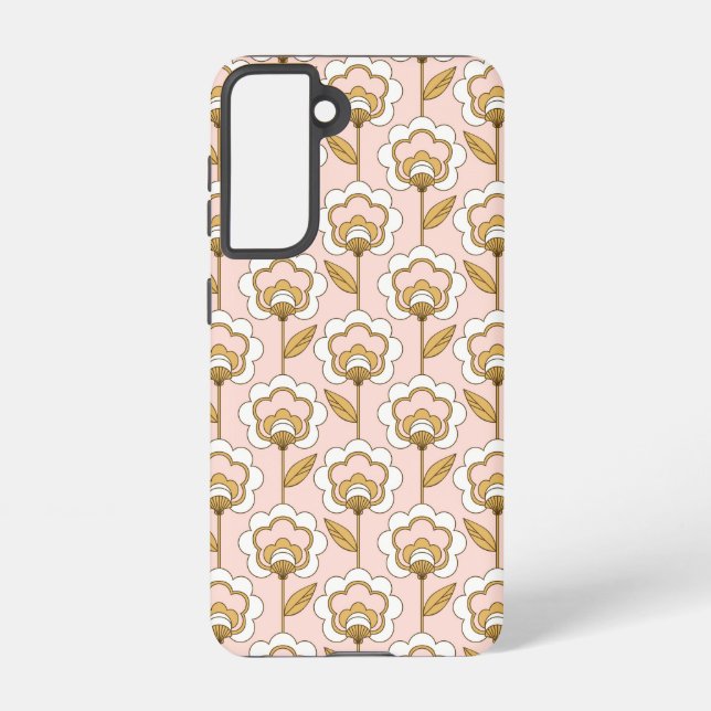 Retro Garden Pink Floral Pattern Samsung Galaxy S21 Case (Back)