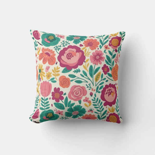 Retro Garden Whimsy Cushion (Front)