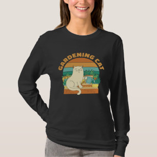 Retro Gardening Cat Feline Gardener  Vintage Garde T-Shirt