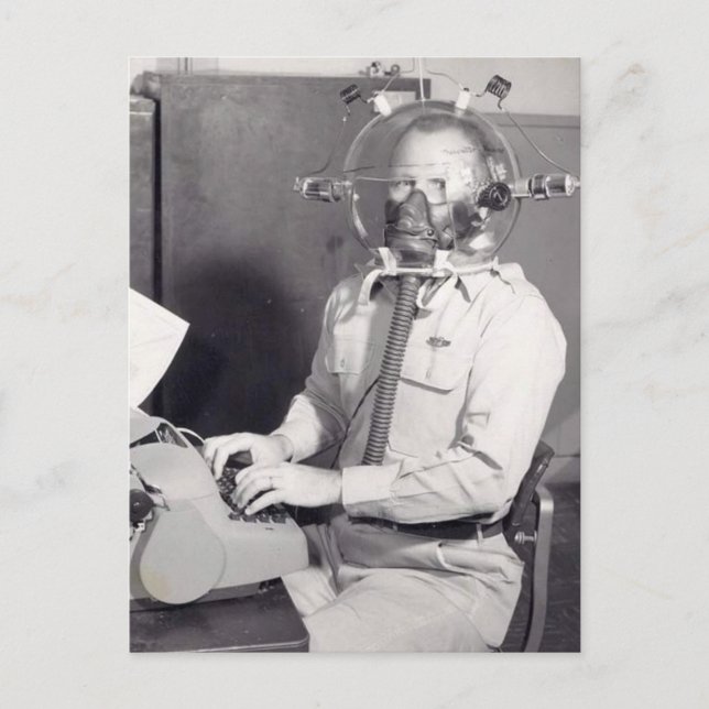 Retro Gas Mask Man Postcard (Front)