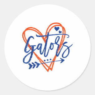 Retro Gators Heart Name Apparel Design For Men Wom Classic Round Sticker