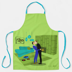 Retro Gay Couple in Love Apron