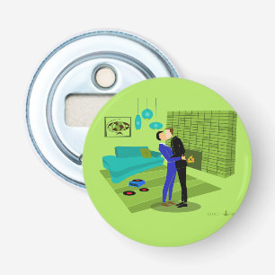 Retro Gay Couple in Love Bottle Opener