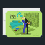 Retro Gay Couple in Love Invitation<br><div class="desc">This Retro Gay Couple in Love Invitation design is the perfect blend of passion and kitsch. The 1960s style, minimalist art design features an attractive gay couple kissing in the middle of there impeccably decorated time capsule home. The lime green brick fireplace sets the mood for the well-groomed gentlemen, as...</div>