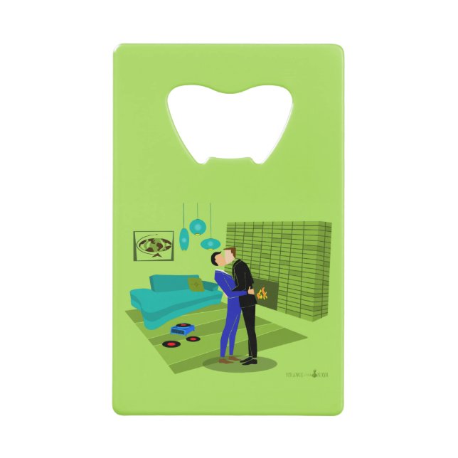 Retro Gay Couple Stainless Steel Bottle Opener (Front)