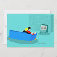 Retro Gay Couple Watching TV Invitation