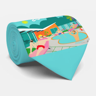 Retro Gay Pool Party Necktie