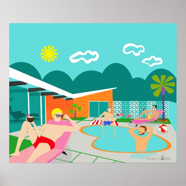 Retro Gay Pool Party Poster (Front)