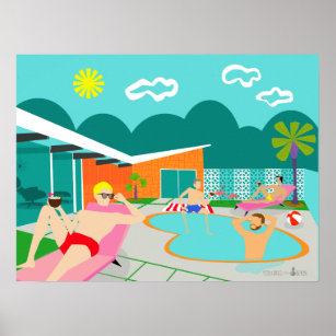 Retro Gay Pool Party Poster