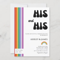 Retro Gay Wedding Couples Shower His & His LGBTQ 