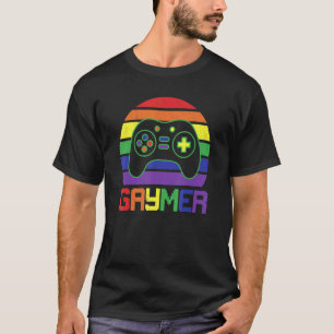 Retro Gaymer Gamer Support Lgbt Gaming Gay Pride T-Shirt