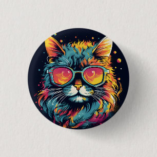 Retro Geek Chic Feline 3 Cm Round Badge