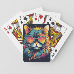 Retro Geek Chic Feline Playing Cards
