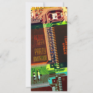 Retro Geek Party • Colourful electronic pcb • Nerd Invitation