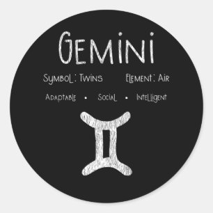 Retro Gemini Zodiac Sign Gift for Astrology Lover Classic Round Sticker