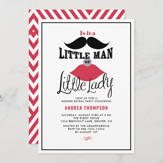 Retro Gender Reveal Baby Shower Invitation (Front/Back)