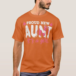 Retro Gender Reveal Proud New Aunt It's A Girl  T-Shirt