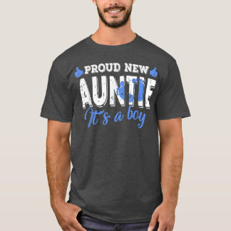 Retro Gender Reveal Proud New Auntie It's A Boy  T-Shirt