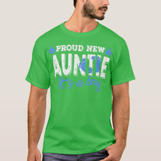 Retro Gender Reveal Proud New Auntie It's A Boy  T-Shirt