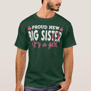 Retro Gender Reveal Proud New Big Sister It's A Gi T-Shirt