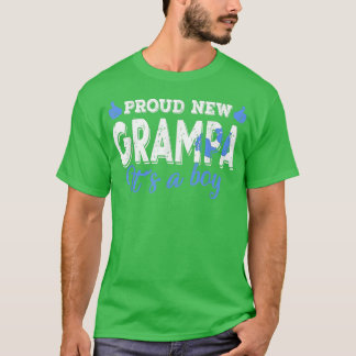 Retro Gender Reveal Proud New Grampa It's A Boy  T-Shirt
