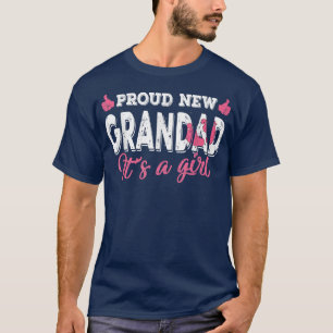 Retro Gender Reveal Proud New Grandad It's A Girl  T-Shirt