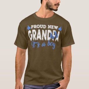 Retro Gender Reveal Proud New Grandpa It's A Boy  T-Shirt