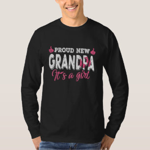 Retro Gender Reveal Proud New Grandpa It's A Girl T-Shirt