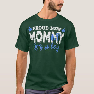Retro Gender Reveal Proud New Mummy It's A Boy  T-Shirt