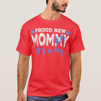 Retro Gender Reveal Proud New Mummy It's A Boy  T-Shirt