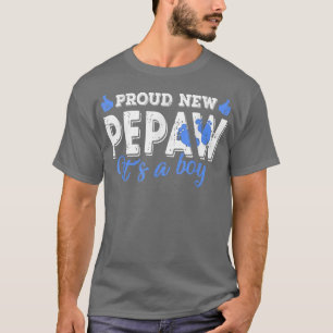 Retro Gender Reveal Proud New Pepaw It's A Boy  T-Shirt