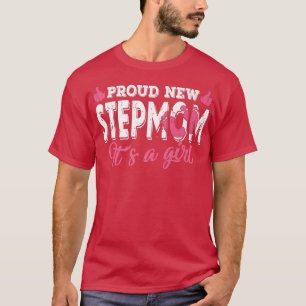Retro Gender Reveal Proud New Stepmom It's A Girl T-Shirt