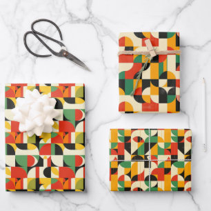 Retro Geometric 2D Pattern – Bold Mid-Century Wrapping Paper Sheet