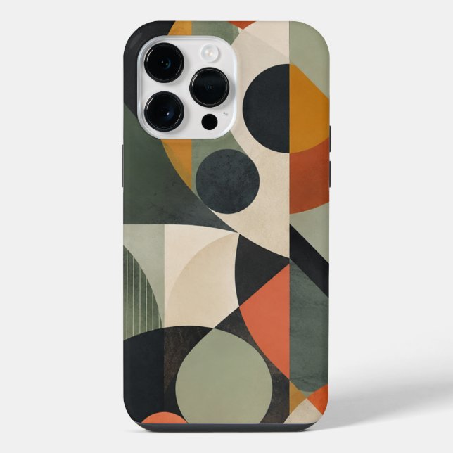 Retro Geometric Abstract iPhone 16 Case (Back)