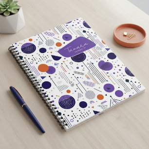 Retro Geometric Abstract Pat3 Purple Orange ID1067 Notebook