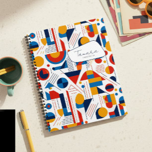 Retro Geometric Abstract Pat#11 Navy Gold ID1067 Notebook