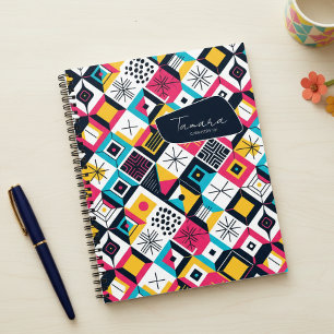 Retro Geometric Abstract Pat#12 Multi Colour ID106 Notebook