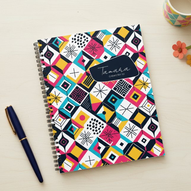 Retro Geometric Abstract Pat#12 Multi Colour ID106 Notebook (Creator Uploaded)